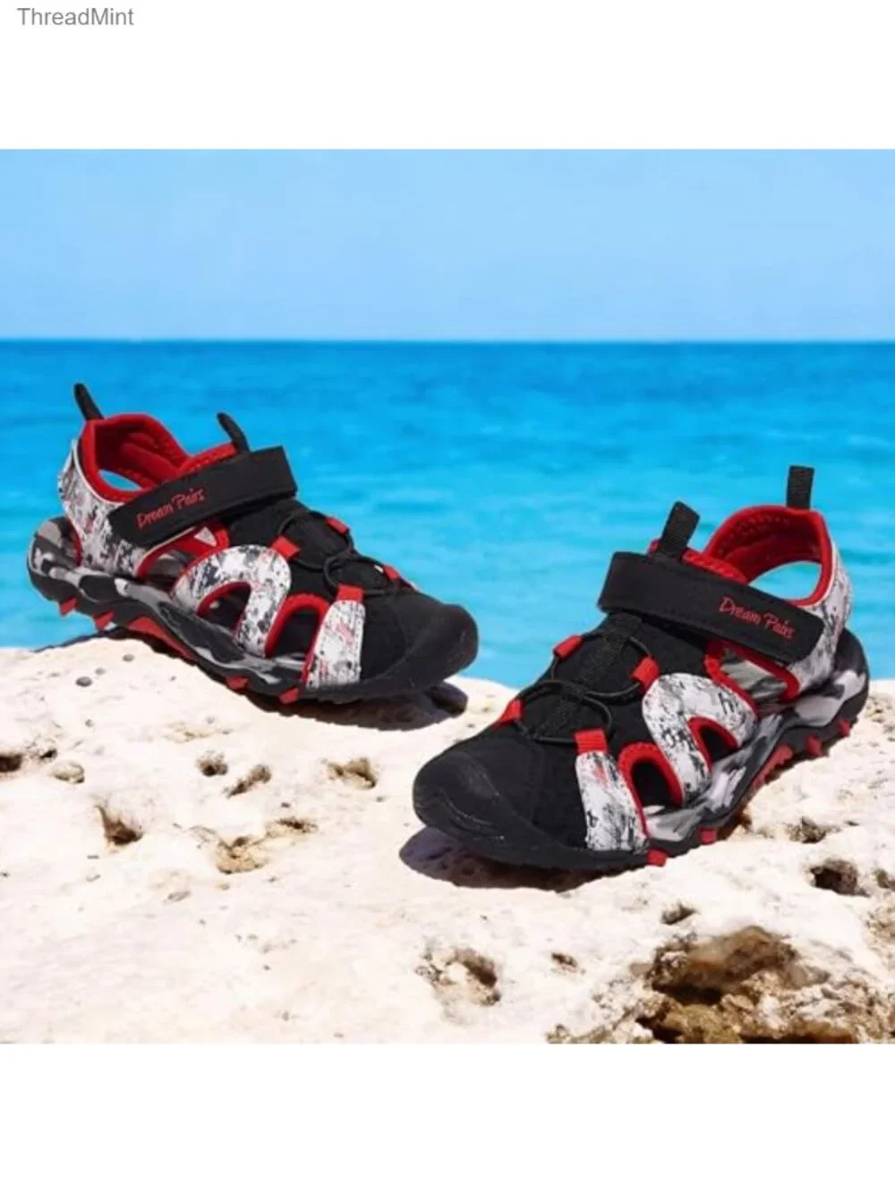 Boys Summer Water Athletic Sandals Hook & Loop Strap Non-Slip